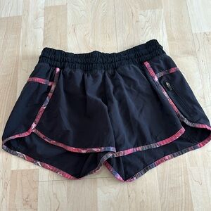 lululemon athletica Black Running Shorts with Pink Trim
